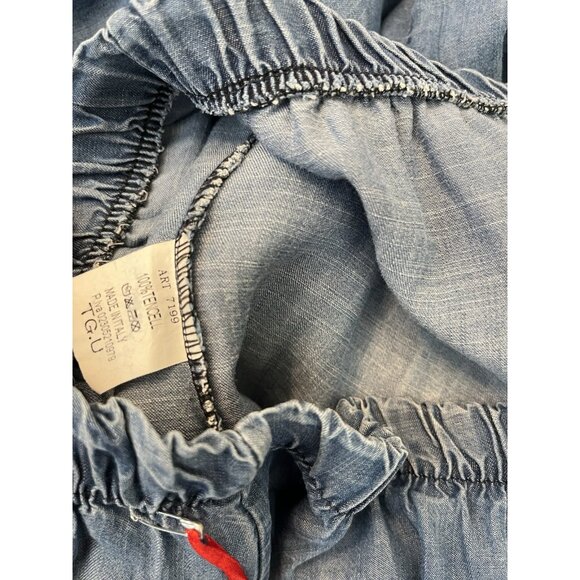 Medium Tencel Lightweight Denim Bubble Hem Maxi Skirt Boho Asymmetrical New FLAW - Picture 4 of 5